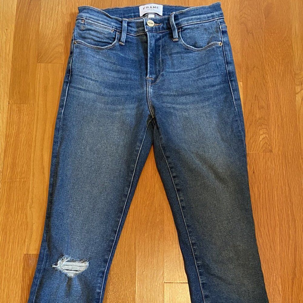 $365 Frame Women's Le High Blue Jeans Skinny Fit Leg Denim Pants Size 26